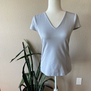 Ann Taylor Light Grey V-Neck Top | Size S